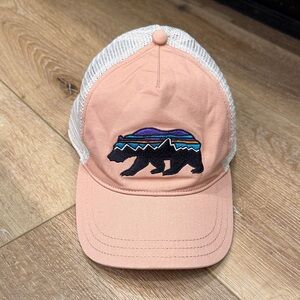 Patagonia Peach Trucker Hat Iconic Embroidered Bear Design One Size